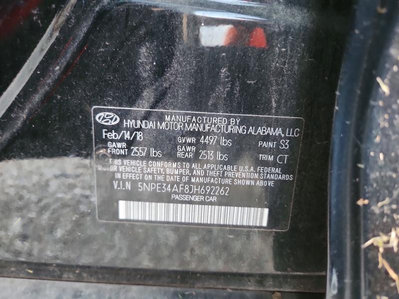 57645176 :رقم المزاد ، 5NPE34AF8JH692262 vin ، 2018 Hyundai Sonata مزاد بيع