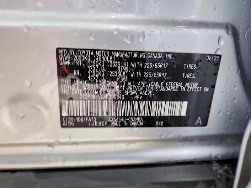 Aukcja sprzedaży 2021 Toyota Rav4, vin: 2T3P1RFV9MC236846, numer aukcji: 56147906