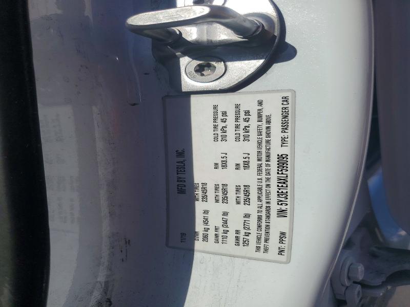 Продажа на аукционе авто 2020 Tesla Model 3, vin: 5YJ3E1EAXLF599095, номер лота: 57260756