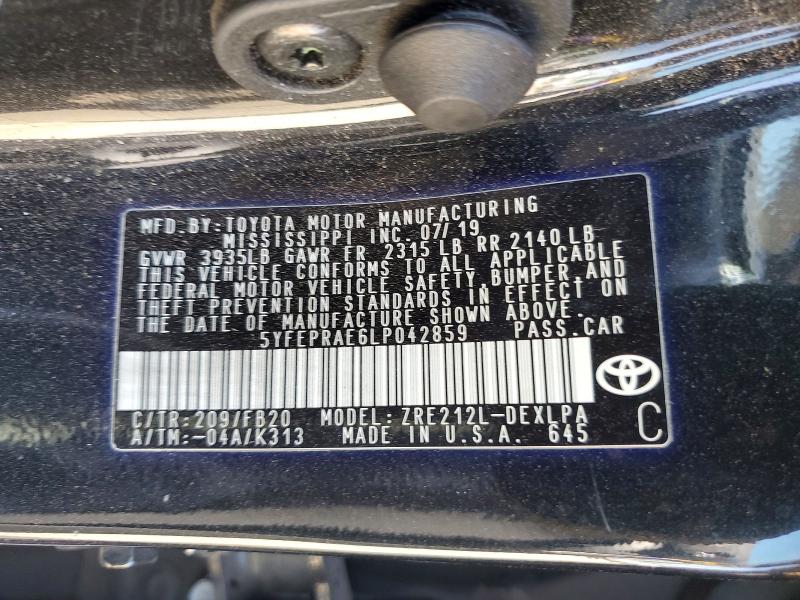 Aukcja sprzedaży 2020 Toyota Corolla, vin: 5YFEPRAE6LP042859, numer aukcji: 57060576