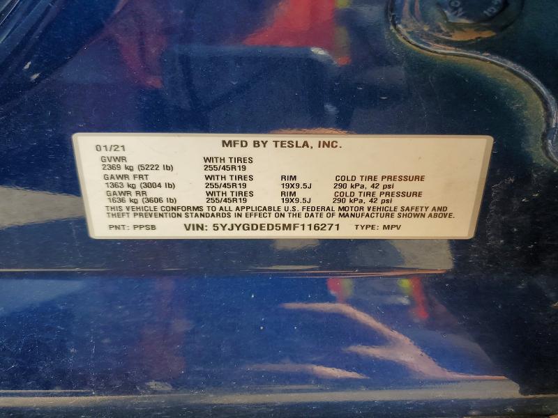 Aukcja sprzedaży 2021 Tesla Model Y, vin: 5YJYGDED5MF116271, numer aukcji: 57446726