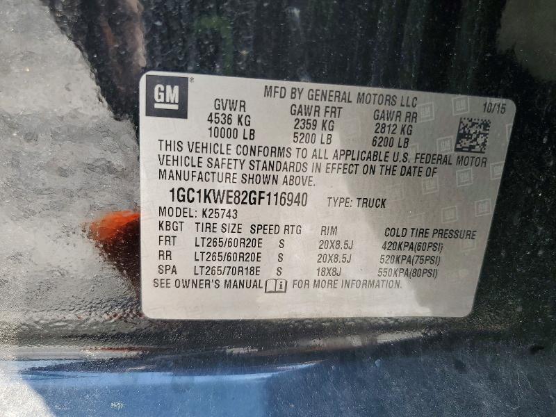 Продаж на аукціоні авто 2016 Chevrolet Silverado, vin: 1GC1KWE82GF116940, номер лоту: 56937196