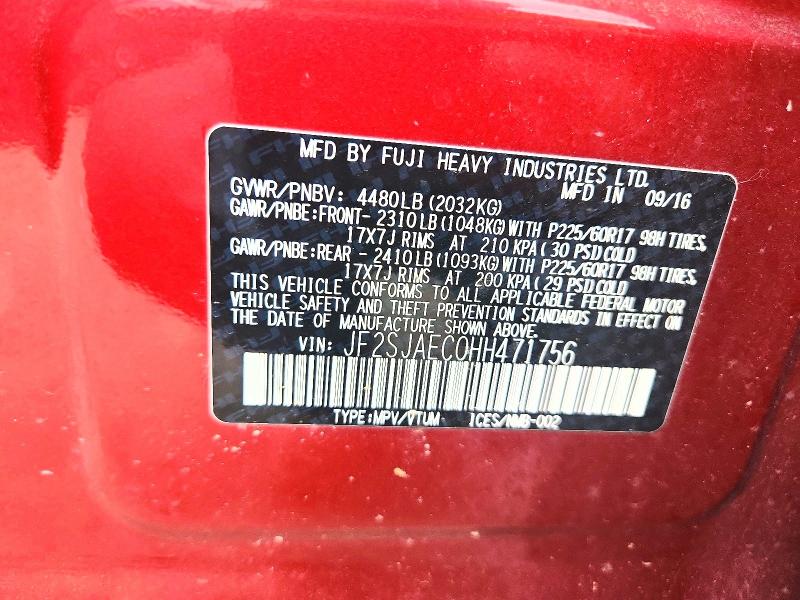 Aukcja sprzedaży 2017 Subaru Forester, vin: JF2SJAEC0HH471756, numer aukcji: 55675606
