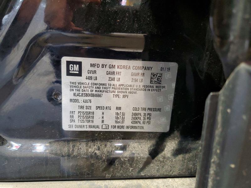 2019 Buick Encore მანქანა იყიდება აუქციონზე, vin: KL4CJESB0KB846667, აუქციონის ნომერი: 57393066