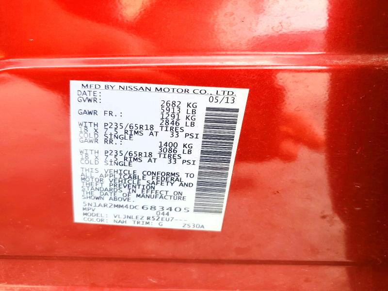 Продаж на аукціоні авто 2013 Nissan Pathfinder, vin: 5N1AR2MM4DC683405, номер лоту: 57526276