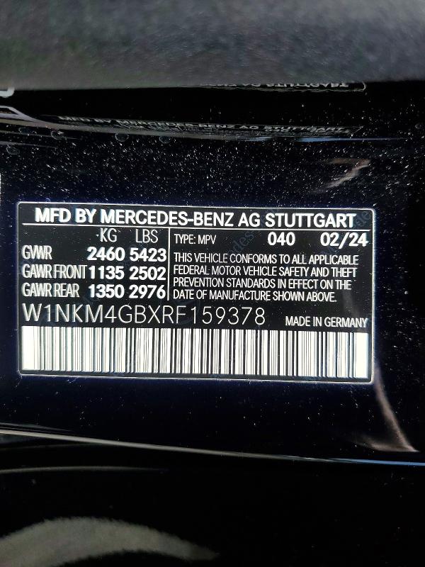 Aukcja sprzedaży 2024 Mercedes-benz Glc, vin: W1NKM4GBXRF159378, numer aukcji: 55978136
