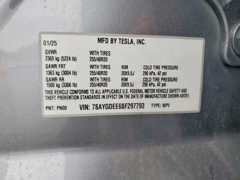 Продажа на аукционе авто 2025 Tesla Model Y, vin: 7SAYGDEE6SF297793, номер лота: 56641506