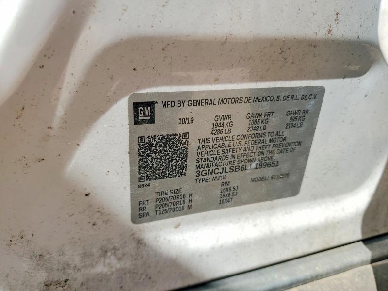 Aukcja sprzedaży 2020 Chevrolet Trax, vin: 3GNCJLSB6LL189651, numer aukcji: 57145446