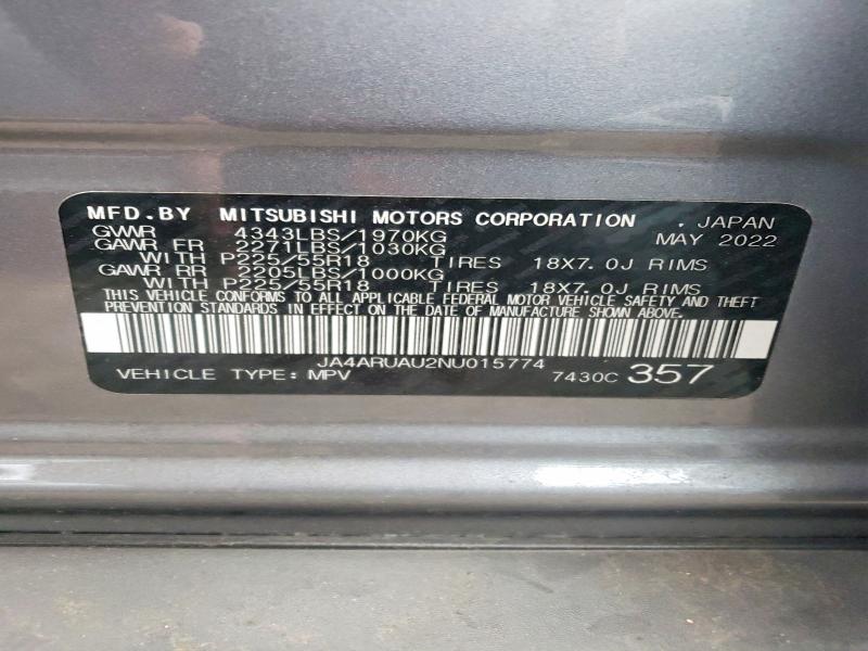 Продажа на аукционе авто 2022 Mitsubishi Outlander Sport, vin: JA4ARUAU2NU015774, номер лота: 57080406