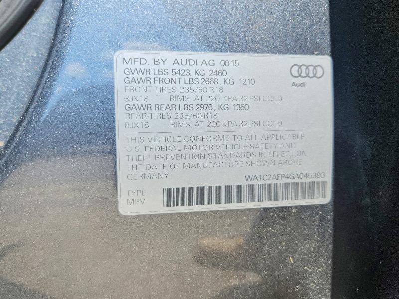 Продажа на аукционе авто 2016 Audi Q5, vin: WA1C2AFP4GA045393, номер лота: 55986796