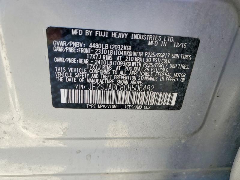 Aukcja sprzedaży 2016 Subaru Forester, vin: JF2SJABC8GH506482, numer aukcji: 55342536