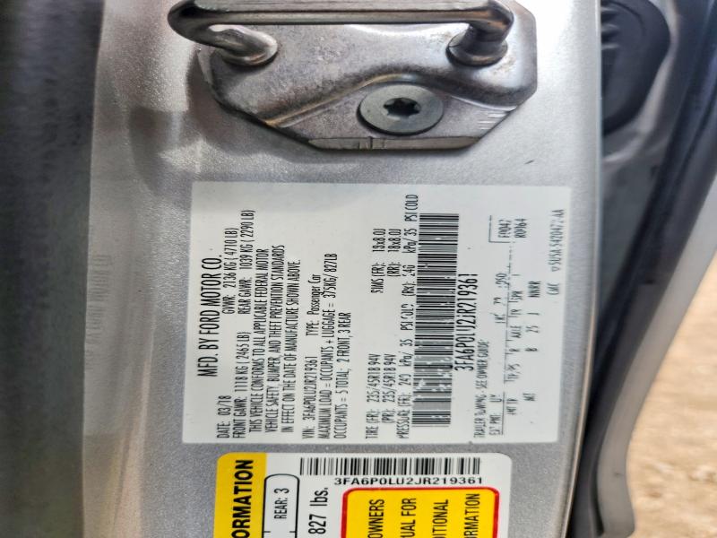 56589216 :رقم المزاد ، 3FA6P0LU2JR219361 vin ، 2018 Ford Fusion مزاد بيع