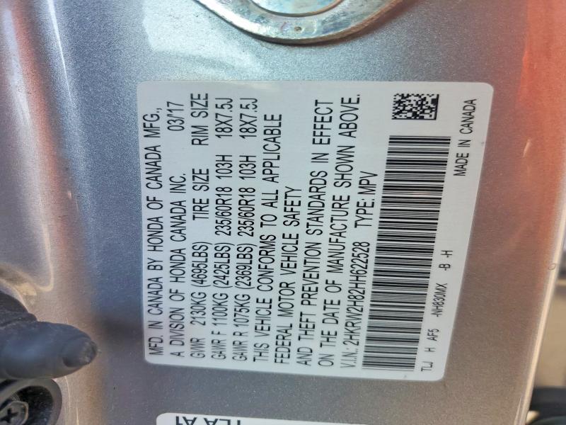 Продаж на аукціоні авто 2017 Honda Cr-v, vin: 2HKRW2H82HH622528, номер лоту: 59573116
