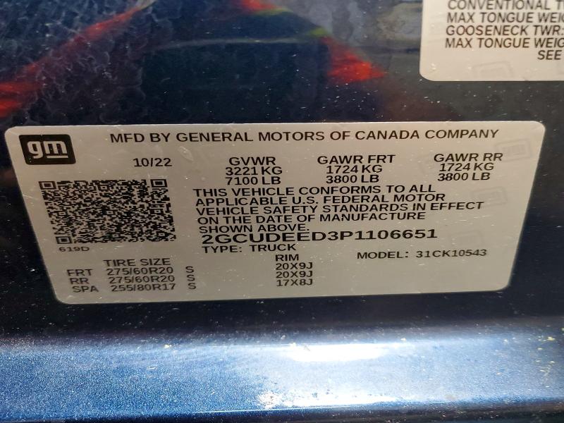Продаж на аукціоні авто 2023 Chevrolet Silverado, vin: 2GCUDEED3P1106651, номер лоту: 58174266
