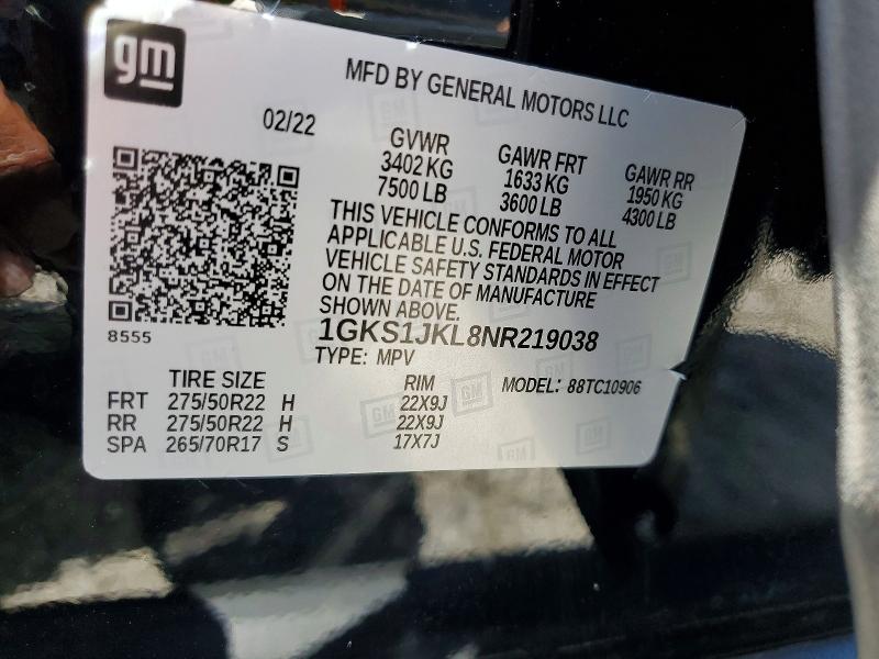 Продажа на аукционе авто 2022 Gmc Yukon Xl, vin: 1GKS1JKL8NR219038, номер лота: 55910046