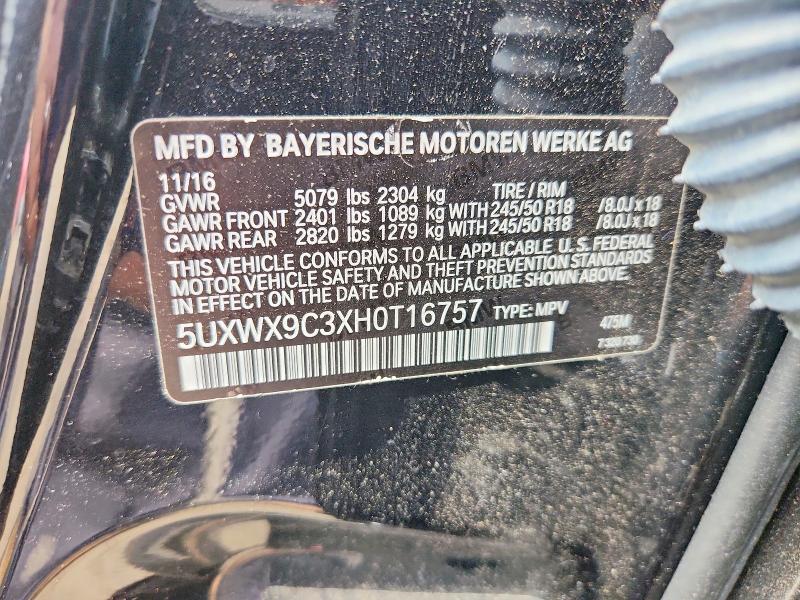 2017 Bmw X3 მანქანა იყიდება აუქციონზე, vin: 5UXWX9C3XH0T16757, აუქციონის ნომერი: 56753866