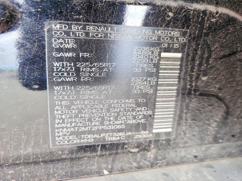 58141296 :رقم المزاد ، KNMAT2MT2FP531065 vin ، 2015 Nissan Rogue مزاد بيع