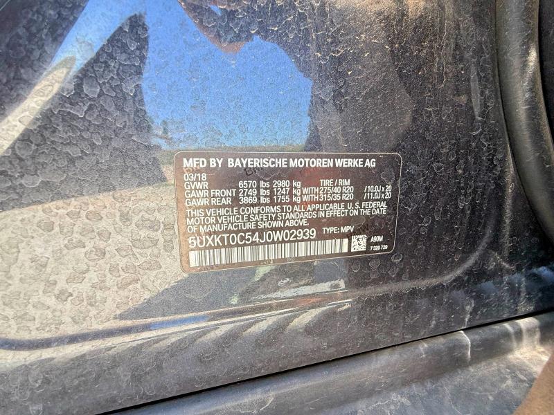 55930426 :رقم المزاد ، 5UXKT0C54J0W02939 vin ، 2018 Bmw X5 مزاد بيع
