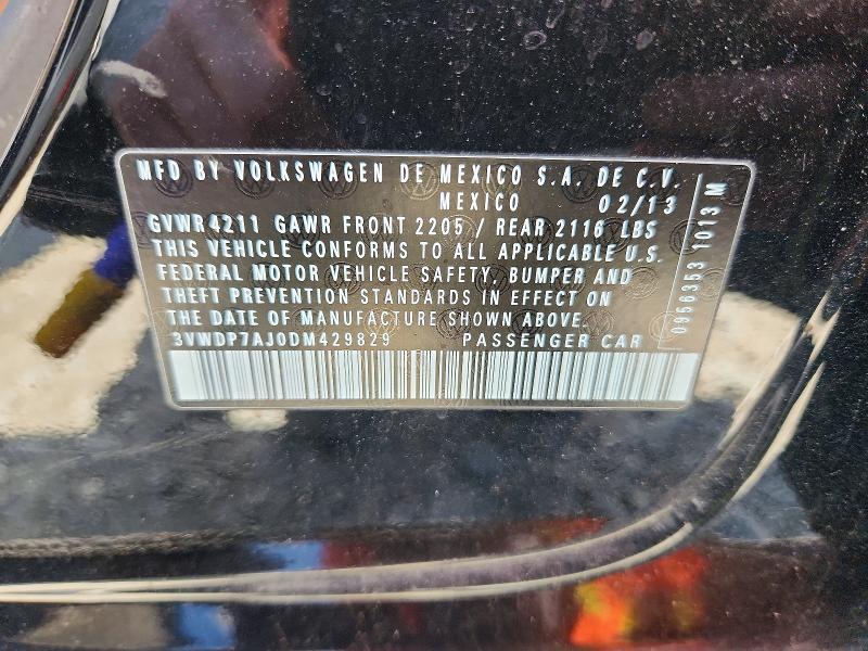 Продажа на аукционе авто 2013 Volkswagen Jetta, vin: 3VWDP7AJ0DM429829, номер лота: 55909726