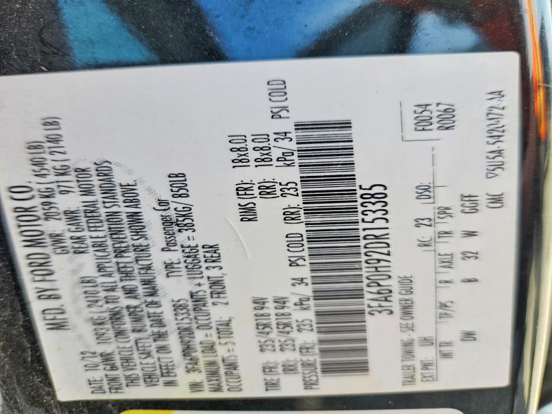 2013 Ford Fusion მანქანა იყიდება აუქციონზე, vin: 3FA6P0H92DR153385, აუქციონის ნომერი: 56298616