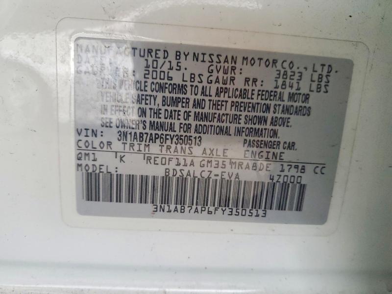 Aukcja sprzedaży 2015 Nissan Sentra, vin: 3N1AB7AP6FY350513, numer aukcji: 58310536