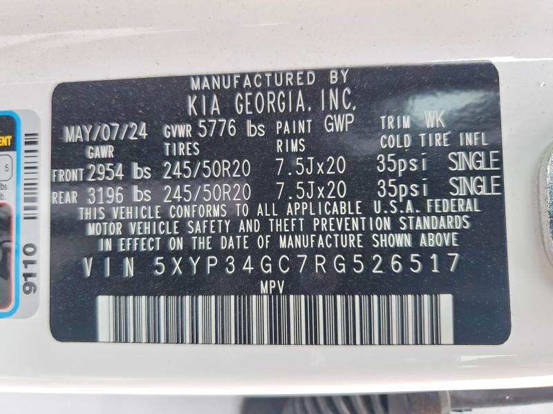 Продажа на аукционе авто 2024 Kia Telluride, vin: 5XYP34GC7RG526517, номер лота: 56615256