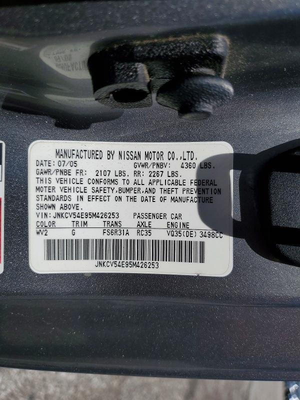 Aukcja sprzedaży 2005 Infiniti G35, vin: JNKCV54E95M426253, numer aukcji: 56824986