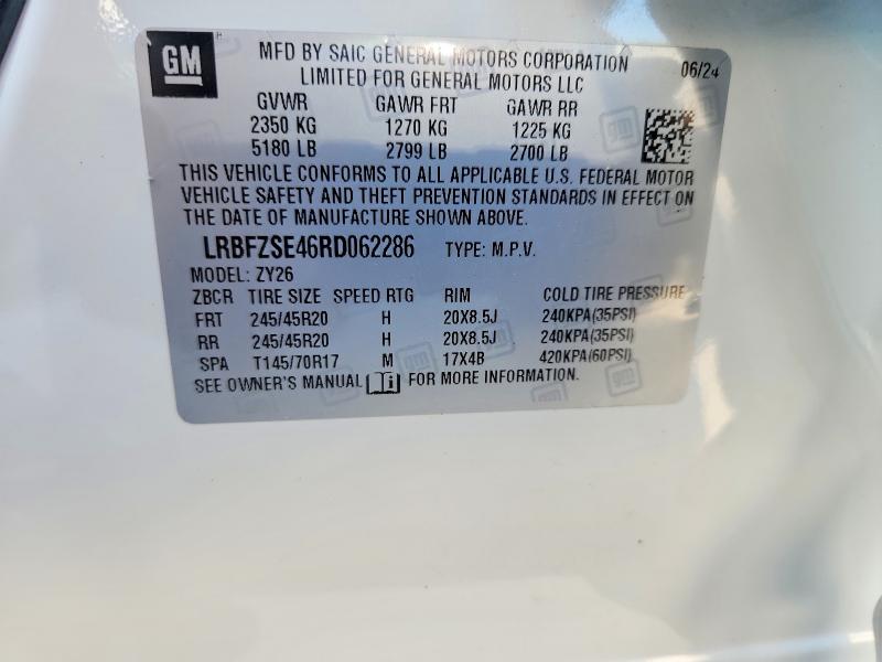 57236046 :رقم المزاد ، LRBFZSE46RD062286 vin ، 2024 Buick Envision مزاد بيع