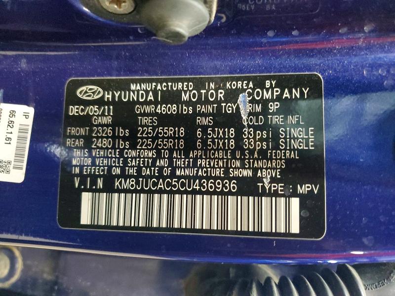 57749966 :رقم المزاد ، KM8JUCAC5CU436936 vin ، 2012 Hyundai Tucson مزاد بيع