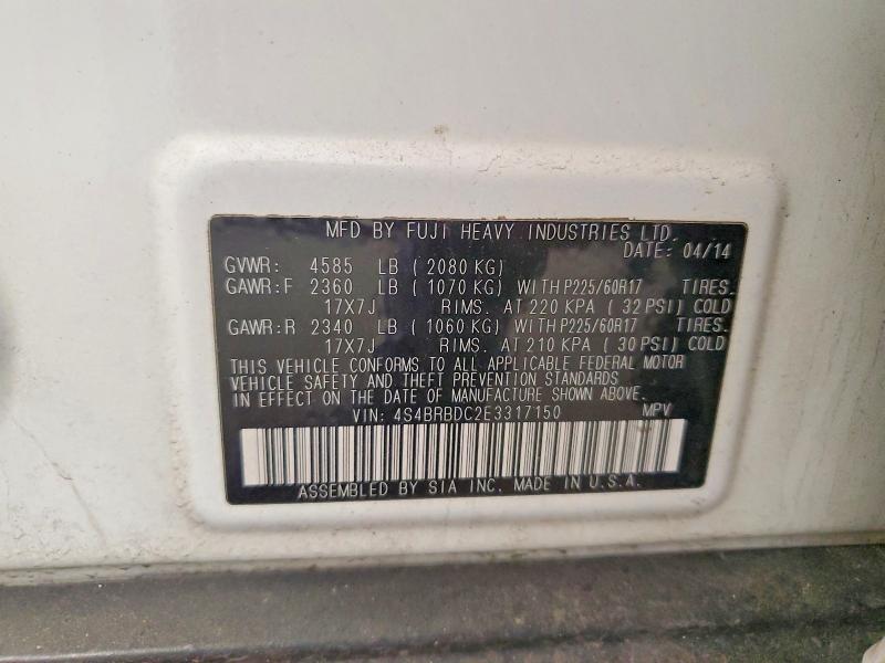 Aukcja sprzedaży 2014 Subaru Outback, vin: 4S4BRBDC2E3317150, numer aukcji: 55967796