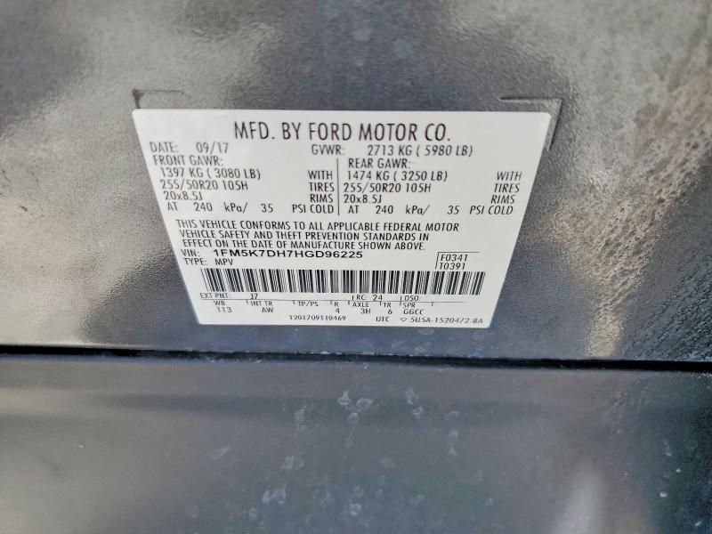 Продажа на аукционе авто 2017 Ford Explorer, vin: 1FM5K7DH7HGD96225, номер лота: 58748686