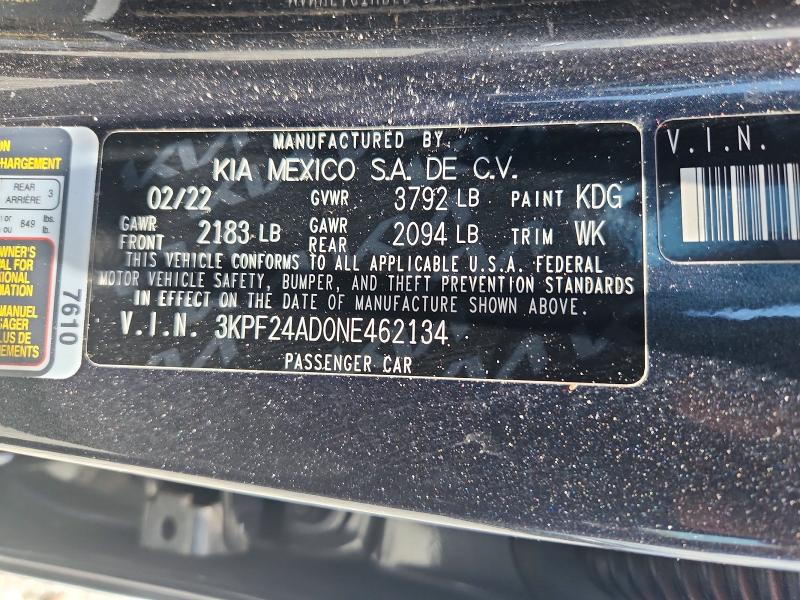 Продажа на аукционе авто 2022 Kia Forte, vin: 3KPF24AD0NE462134, номер лота: 58428446