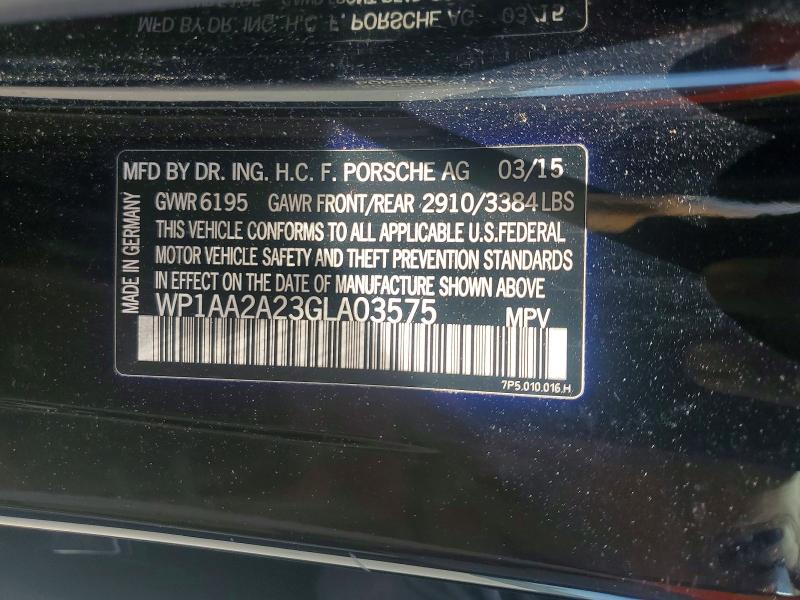 2016 Porsche Cayenne მანქანა იყიდება აუქციონზე, vin: WP1AA2A23GLA03575, აუქციონის ნომერი: 55867726