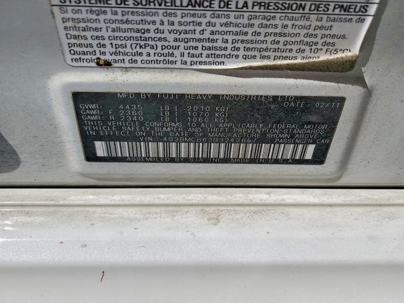 2011 Subaru Legacy მანქანა იყიდება აუქციონზე, vin: 4S3BMCB63B3243657, აუქციონის ნომერი: 55566766