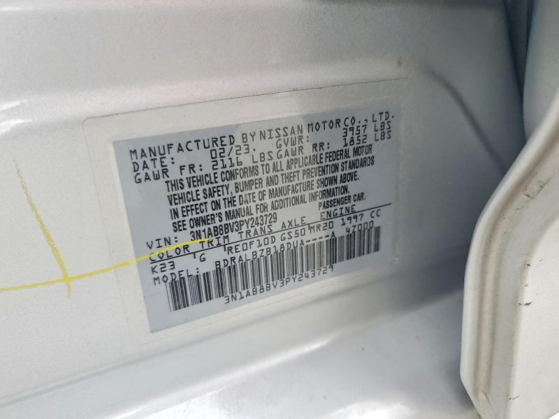 2023 Nissan Sentra მანქანა იყიდება აუქციონზე, vin: 3N1AB8BV3PY243729, აუქციონის ნომერი: 57861116