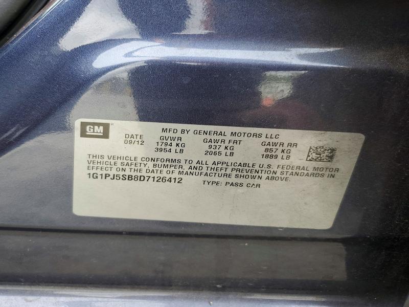 58912026 :رقم المزاد ، 1G1PJ5SB8D7126412 vin ، 2013 Chevrolet Cruze مزاد بيع