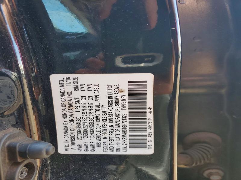 Aukcja sprzedaży 2016 Honda Cr-v, vin: 2HKRM4H51GH721329, numer aukcji: 57563696