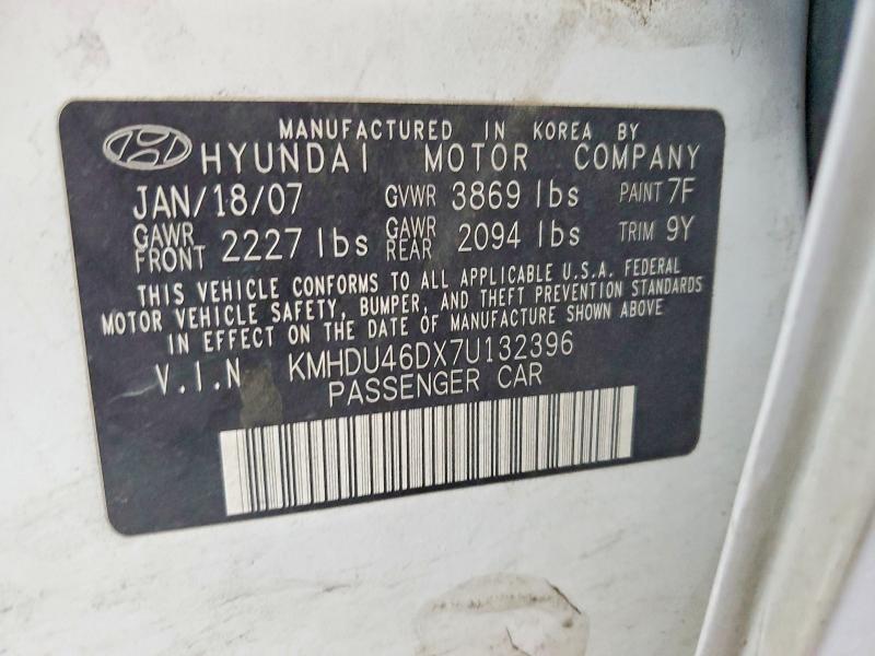 Aukcja sprzedaży 2007 Hyundai Elantra, vin: KMHDU46DX7U132396, numer aukcji: 58572646