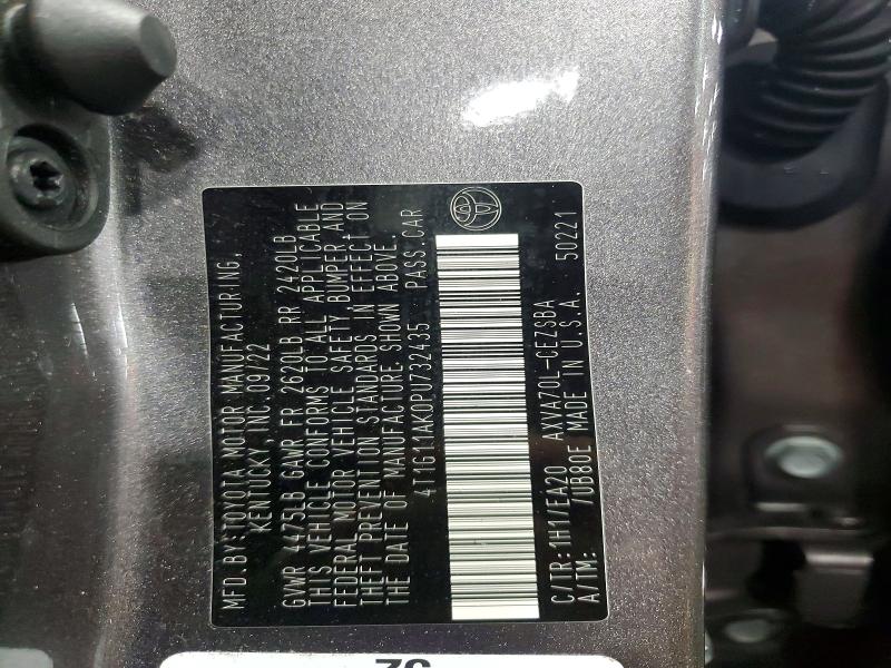 2023 Toyota Camry მანქანა იყიდება აუქციონზე, vin: 4T1G11AK0PU732435, აუქციონის ნომერი: 55645746