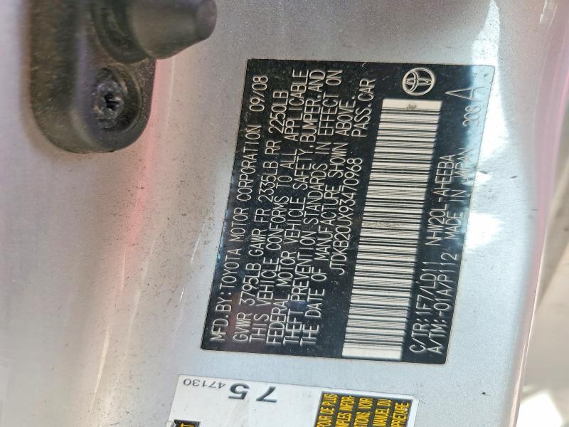 Aukcja sprzedaży 2009 Toyota Prius, vin: JTDKB20UX93470968, numer aukcji: 55581696