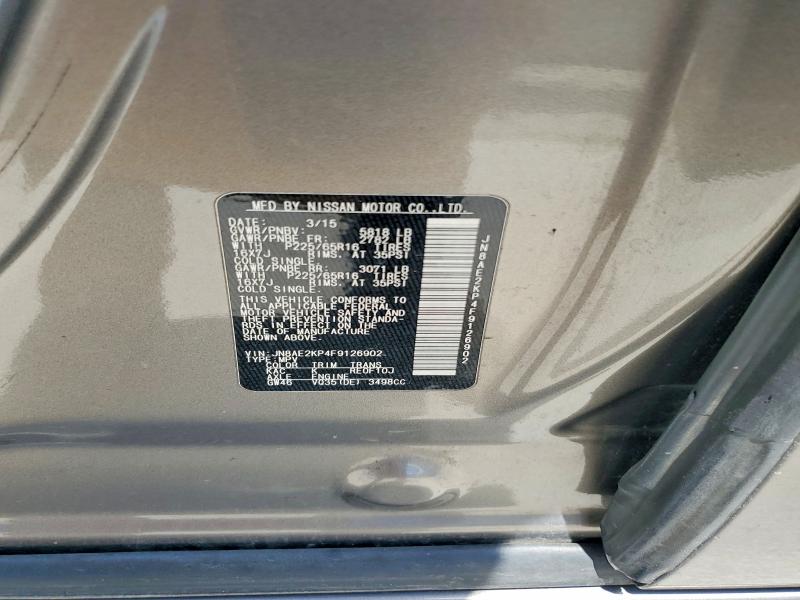 85976175 :رقم المزاد ، JN8AE2KP4F9126902 vin ، 2015 Nissan Quest مزاد بيع