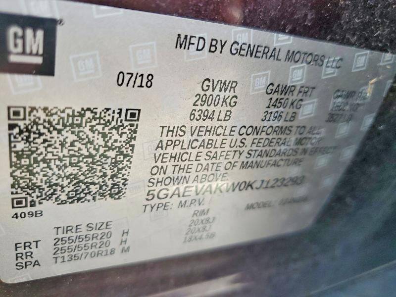 Продажа на аукционе авто 2019 Buick Enclave, vin: 5GAEVAKW0KJ123293, номер лота: 56852676