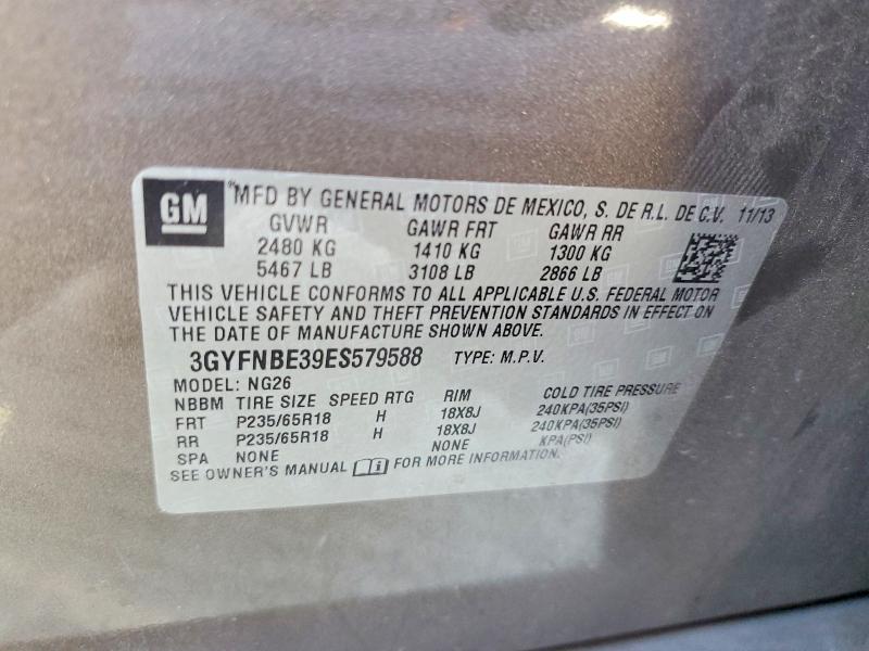 57506496 :رقم المزاد ، 3GYFNBE39ES579588 vin ، 2014 Cadillac Srx مزاد بيع