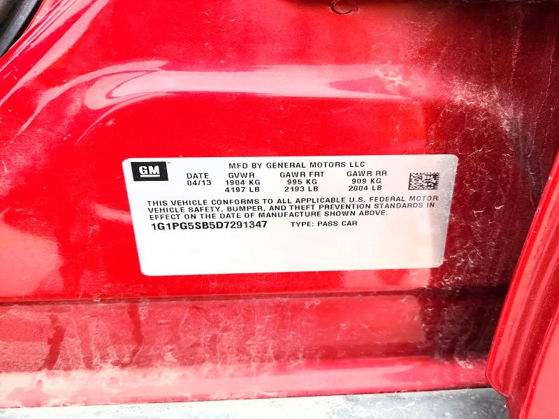 Продажа на аукционе авто 2013 Chevrolet Cruze, vin: 1G1PG5SB5D7291347, номер лота: 57821496