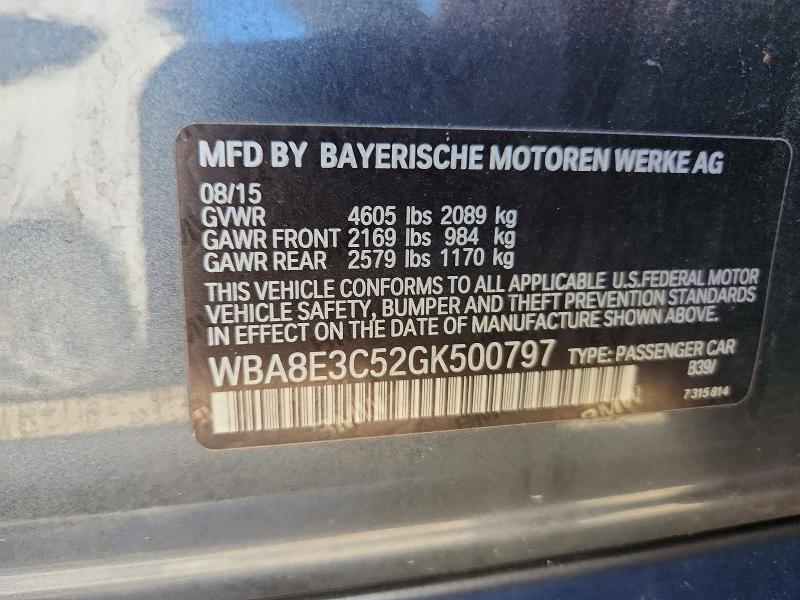 Aukcja sprzedaży 2016 Bmw 328, vin: WBA8E3C52GK500797, numer aukcji: 55903906