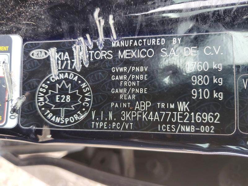 Aukcja sprzedaży 2018 Kia Forte, vin: 3KPFK4A77JE216962, numer aukcji: 58405766
