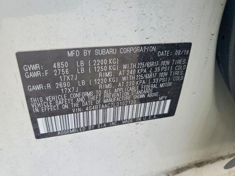 Aukcja sprzedaży 2020 Subaru Outback, vin: 4S4BTAAC7L3102120, numer aukcji: 56935276