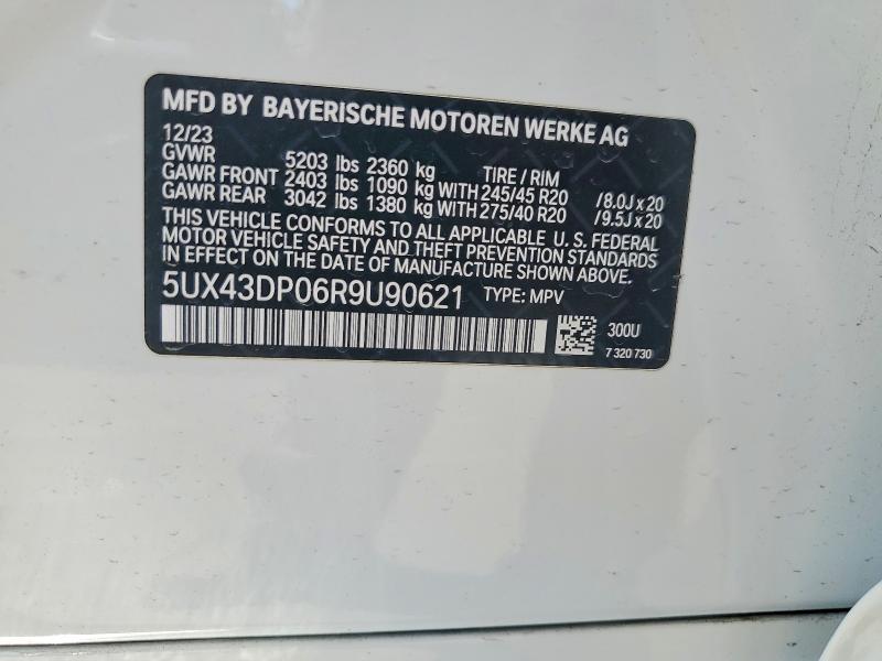 2024 Bmw X3 მანქანა იყიდება აუქციონზე, vin: 5UX43DP06R9U90621, აუქციონის ნომერი: 57725466