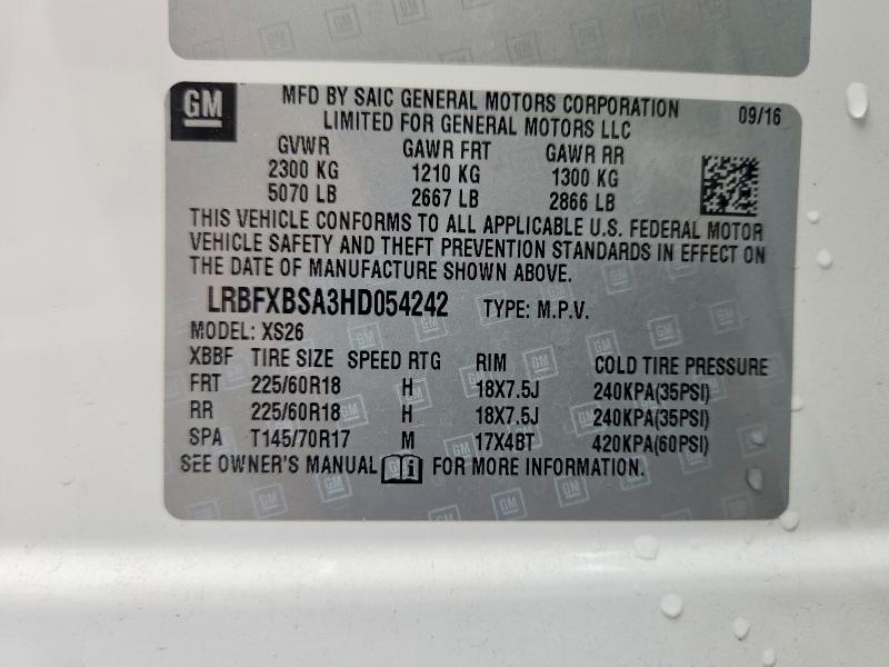 2017 Buick Envision მანქანა იყიდება აუქციონზე, vin: LRBFXBSA3HD054242, აუქციონის ნომერი: 57382906