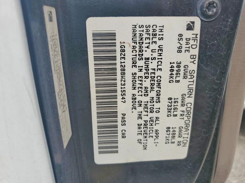 57554186 :رقم المزاد ، 1G8ZE1288WZ315547 vin ، 1998 Saturn Sc1 مزاد بيع